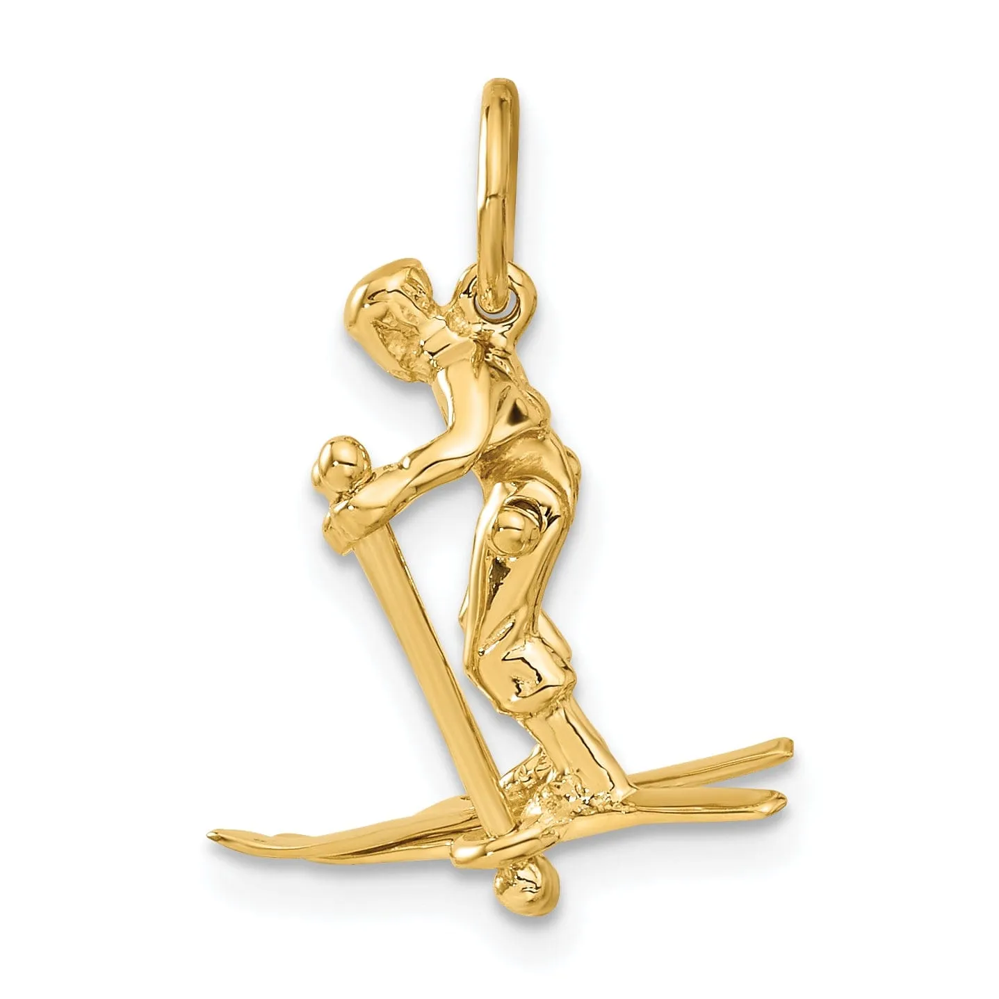 14k Yellow Gold Moveable Snow Skier Pendant
