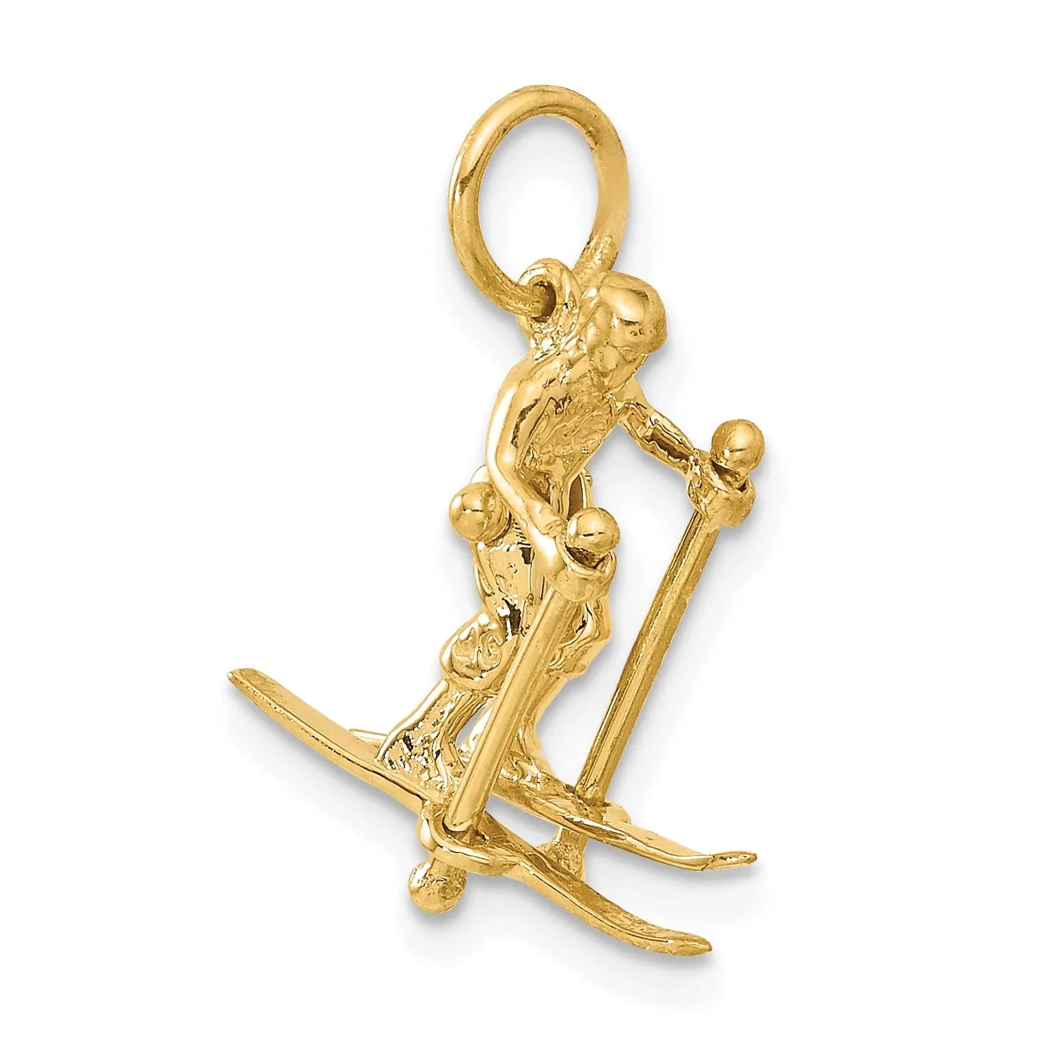 14k Yellow Gold Moveable Snow Skier Pendant