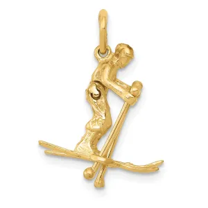 14k Yellow Gold Moveable Snow Skier Pendant