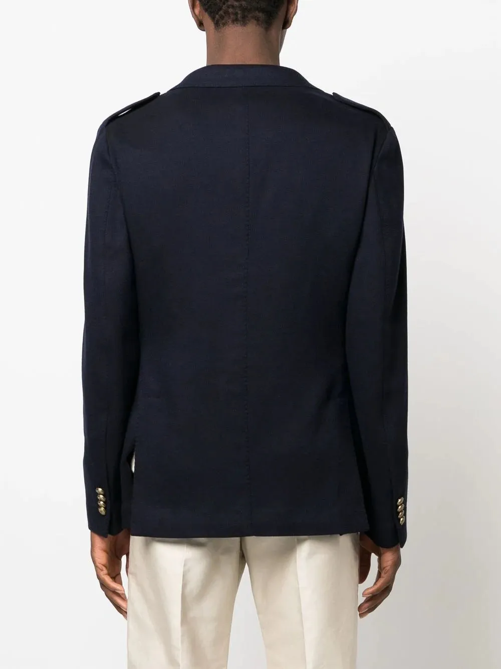 $2,045 ELEVENTY -PLATINUM Blue Wool Gold Button Safari Jacket Blazer- 40 (50EU)