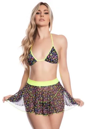 3 Piece Skater Skirt Set - Lights Out - One Size