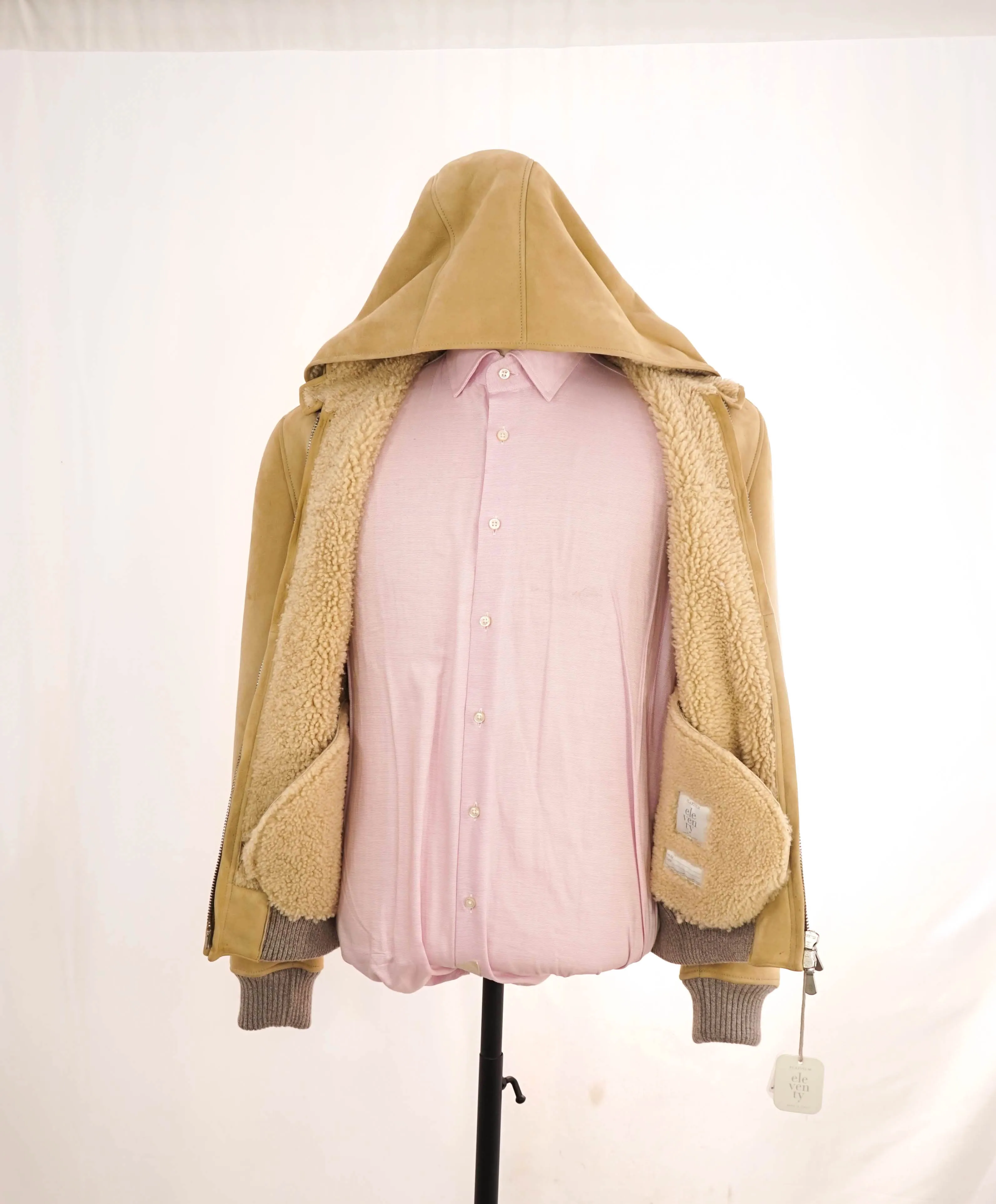 $5,995 ELEVENTY - SUEDE / SHEARLING Hooded Jacket (Brunello Cucinelli)- 40US M