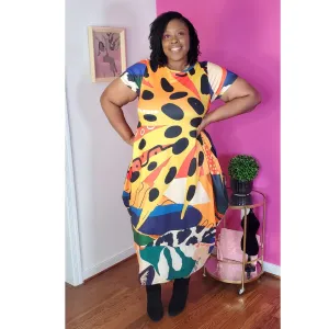 Abstract Print Maxi Dress