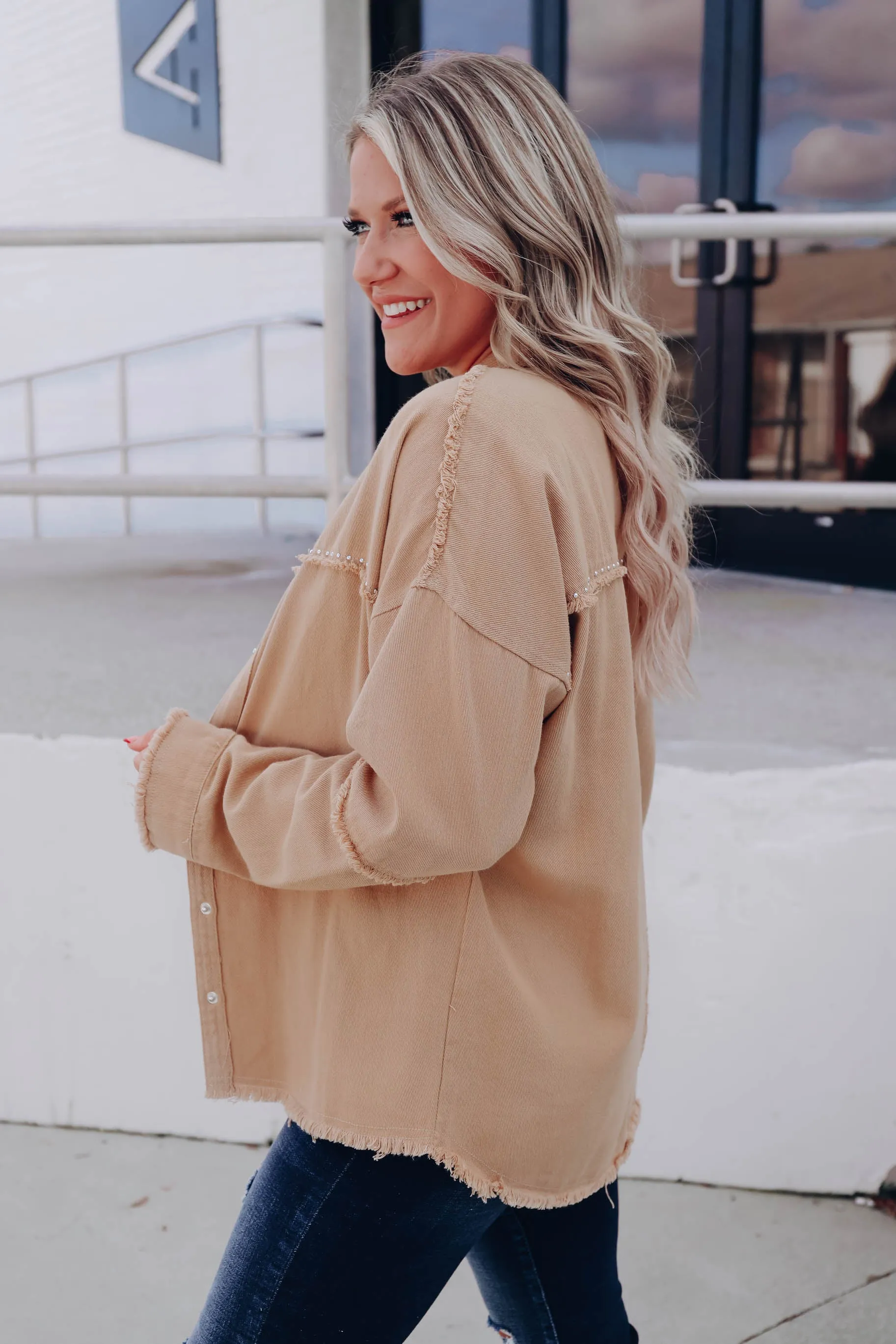 All The Details Studded Shacket - Camel