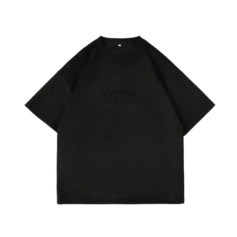 American Letter Embroidery Suede T-Shirt