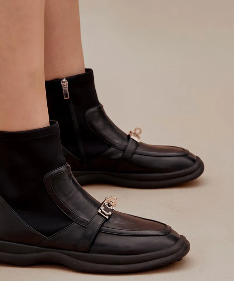 Anell Golf Ankle Spandex Buckle Boots - Brown