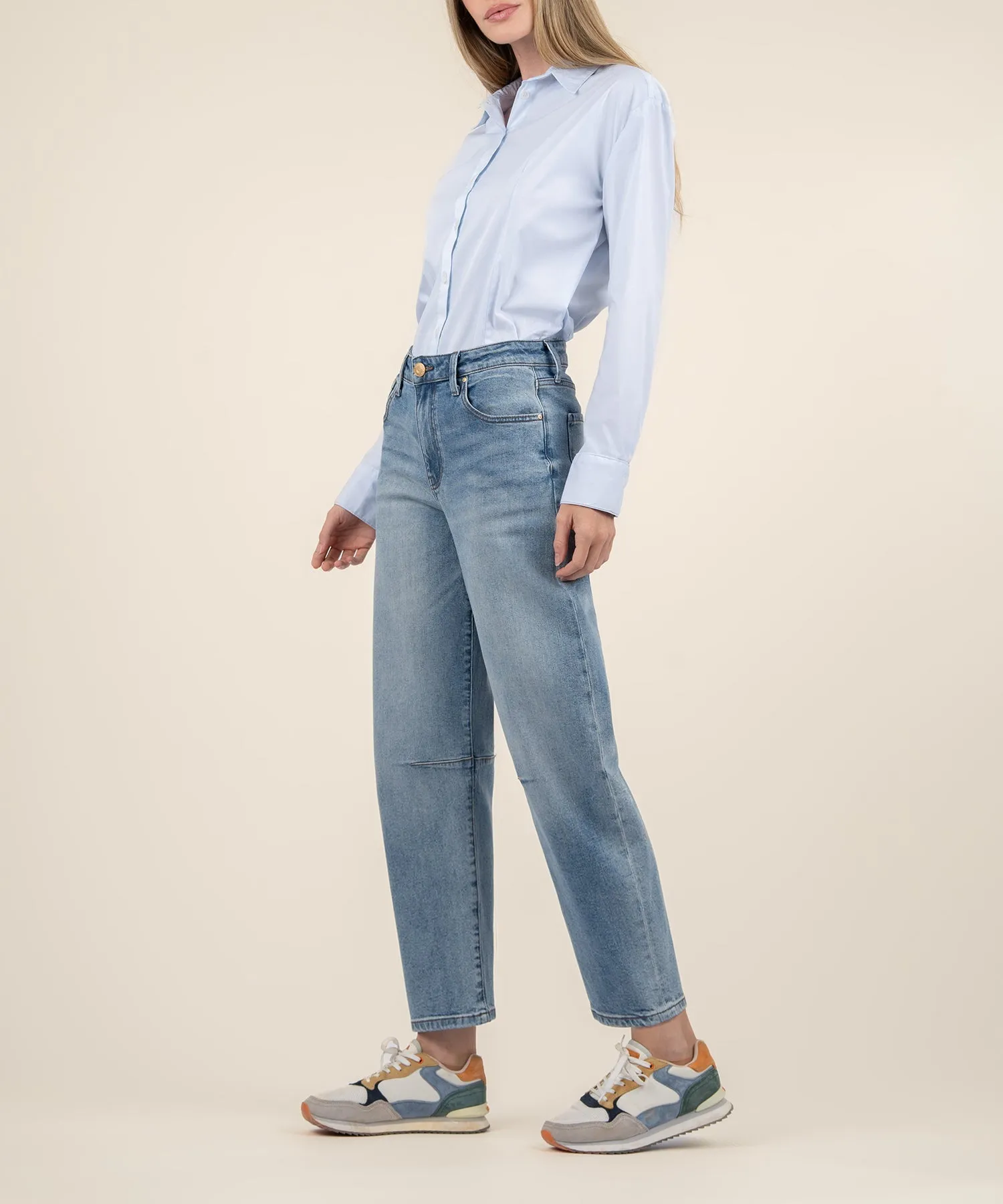 Ashley High Rise Barrel Leg - Decency W/Med Base Wash