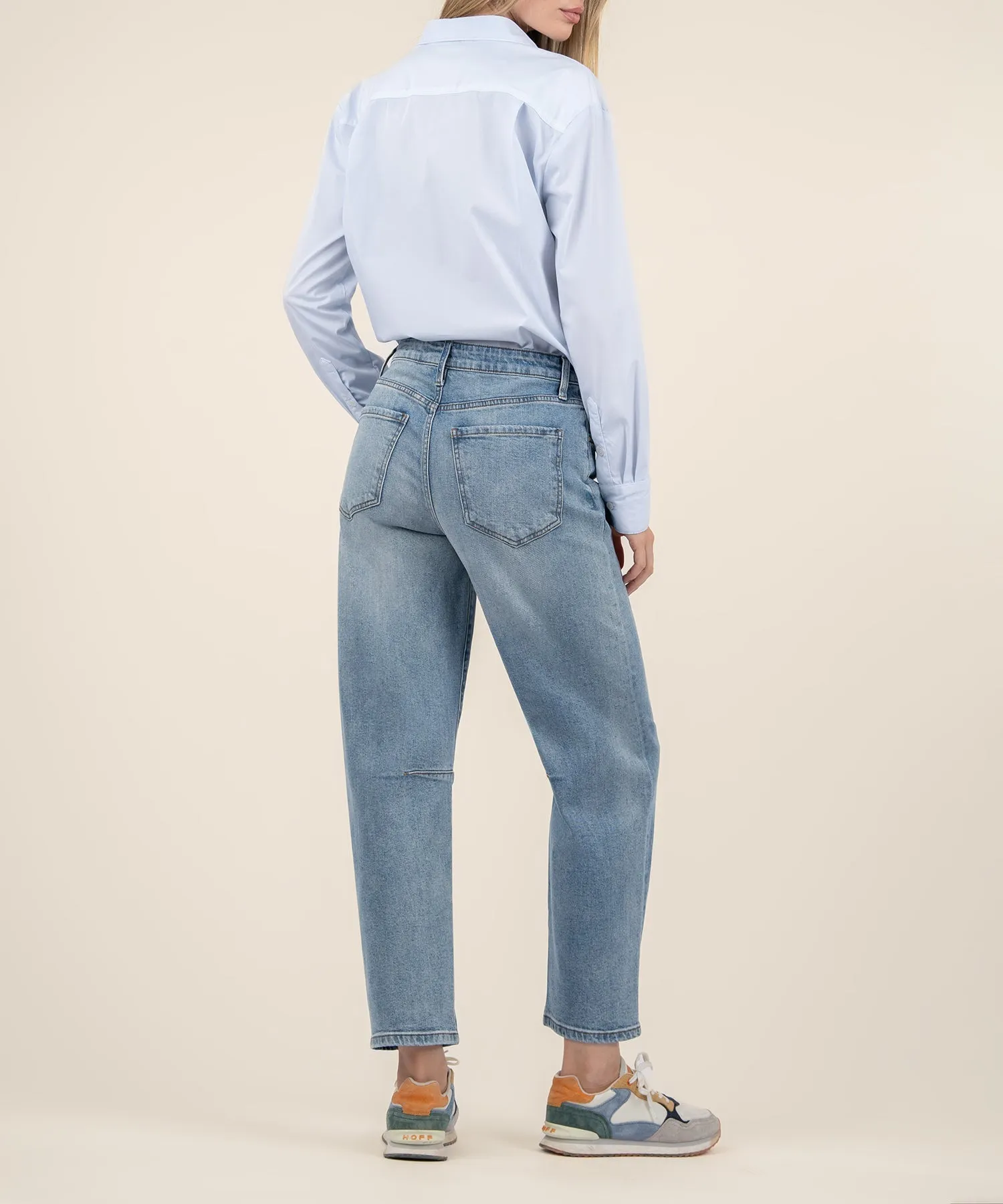 Ashley High Rise Barrel Leg - Decency W/Med Base Wash