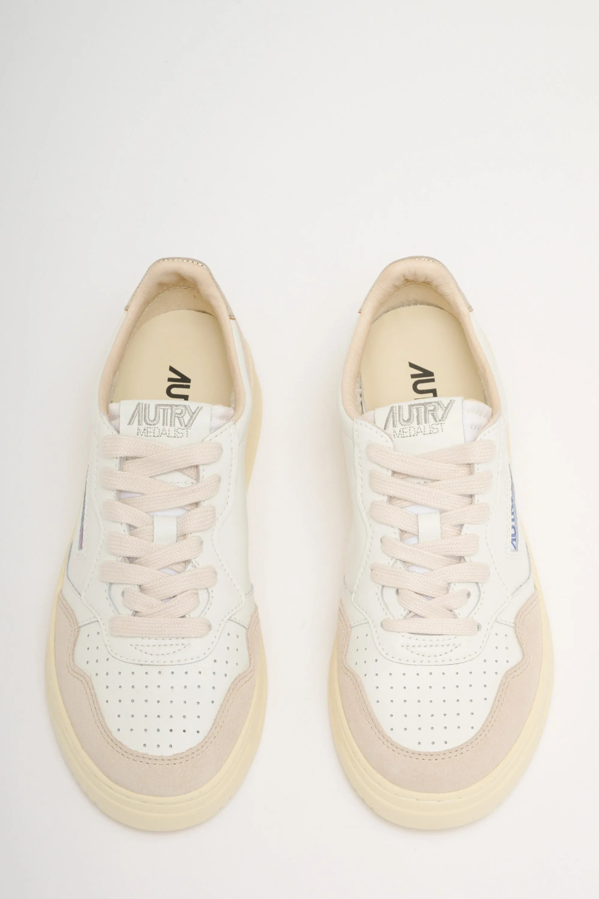Autry Medalist Low Wom Leat Suede Bianco Donna