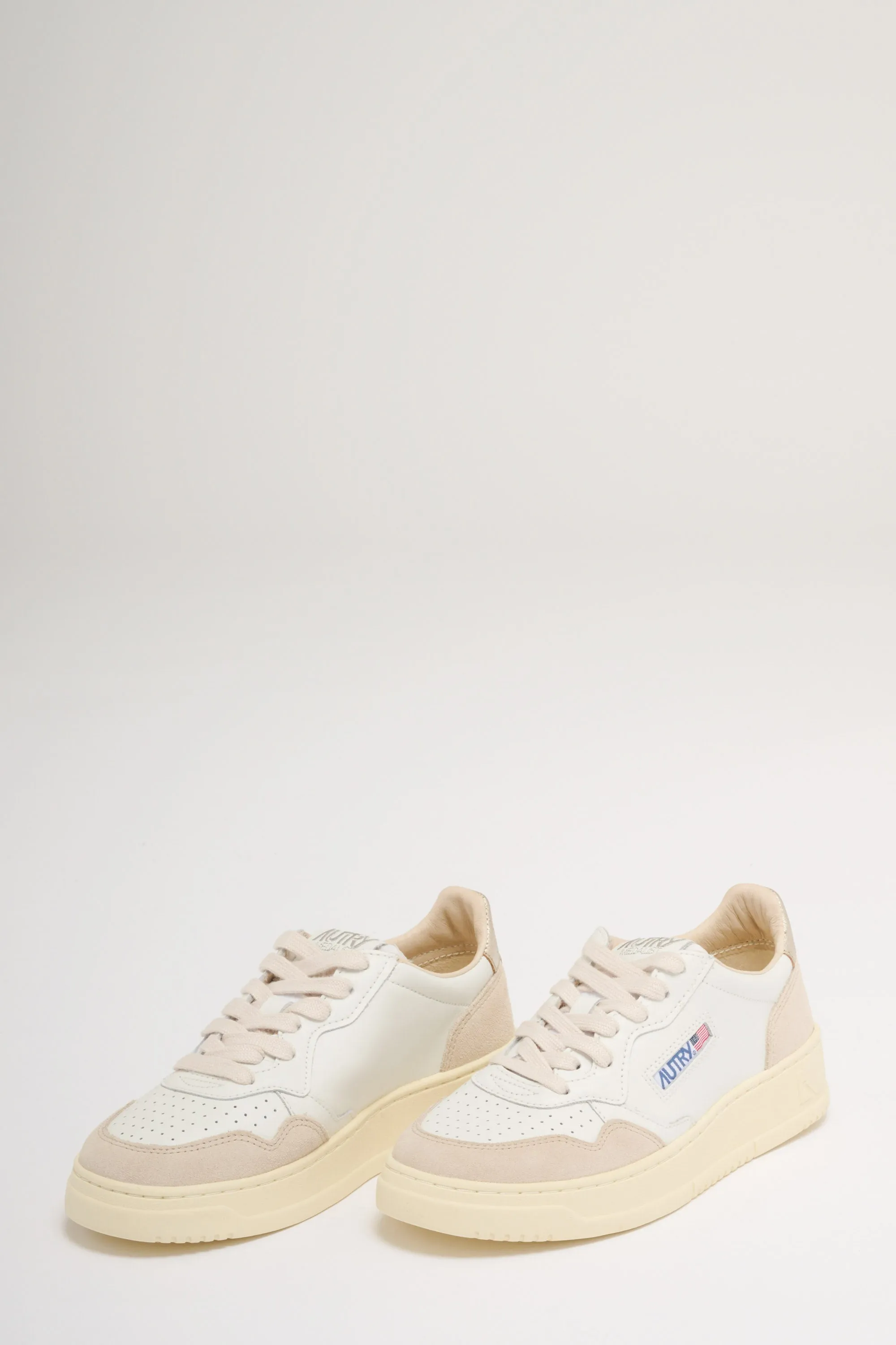 Autry Medalist Low Wom Leat Suede Bianco Donna