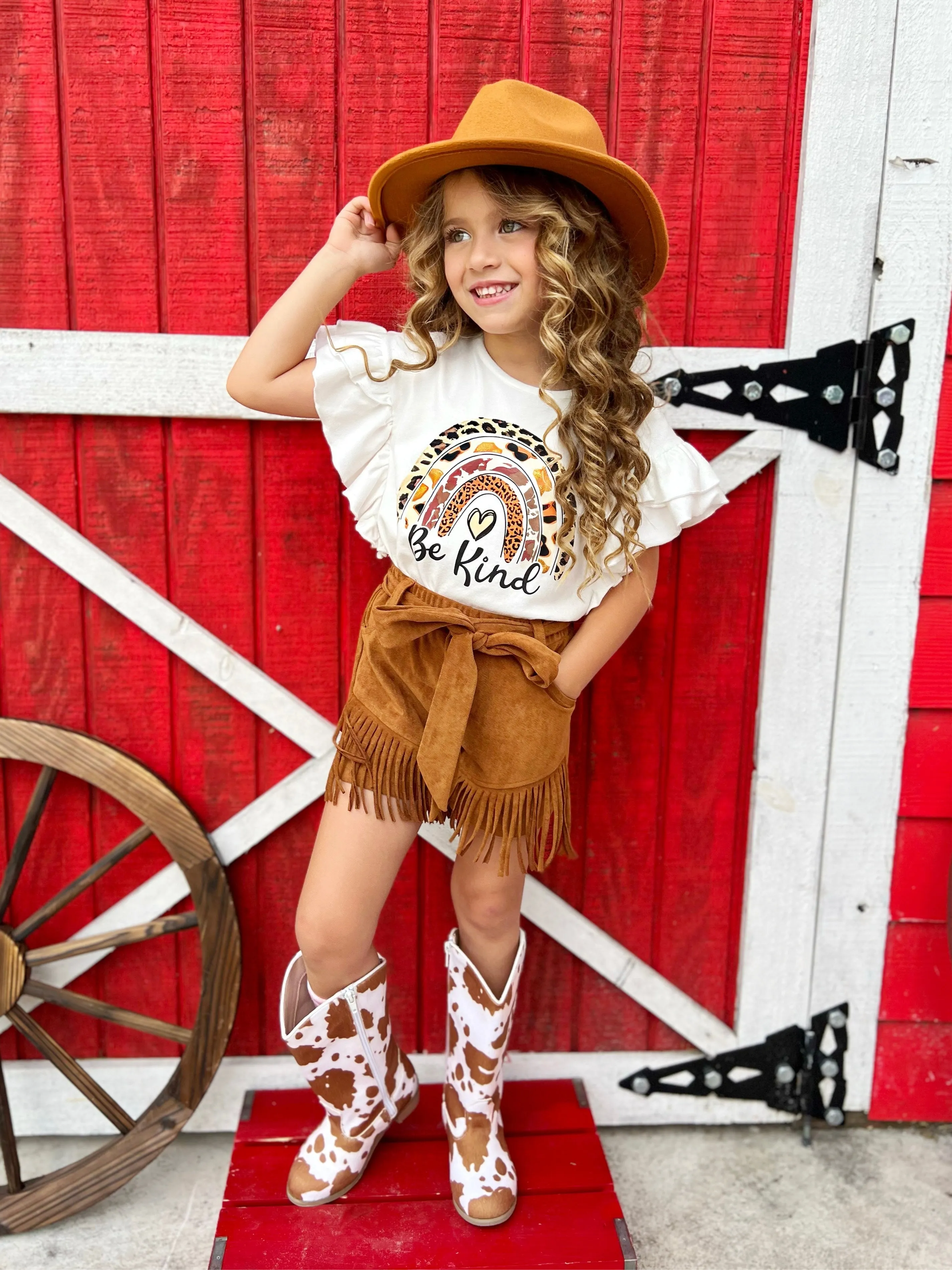 Be Kind Top and Fringe Short Set