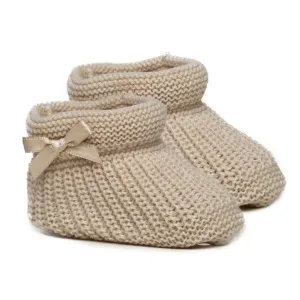 Beige Bow Knit Booties