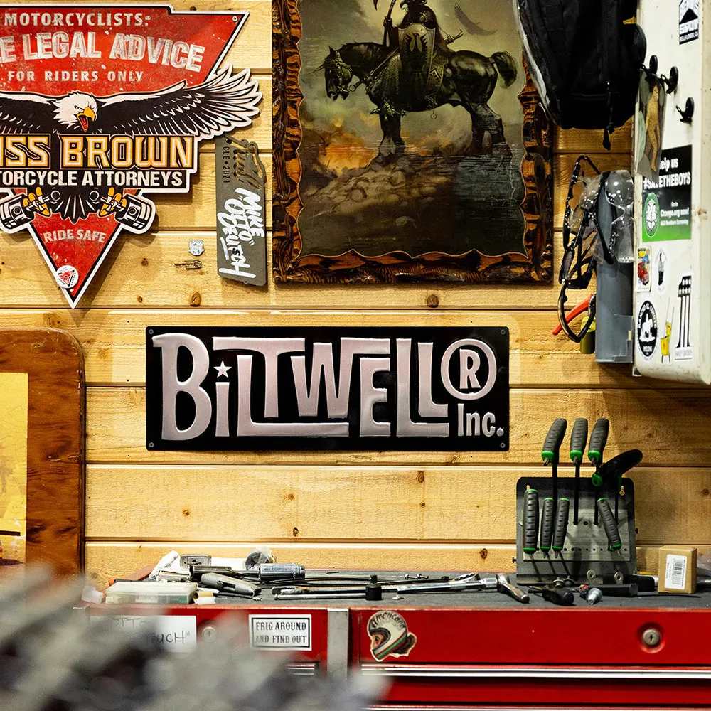 BILTWELL SIGN [STAR LOGO BLACK/ALUMINUM] 59x20CM