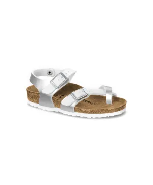 Birkenstock Kids Taormina Birko-Flor Soft Metallics Silver White Sandals