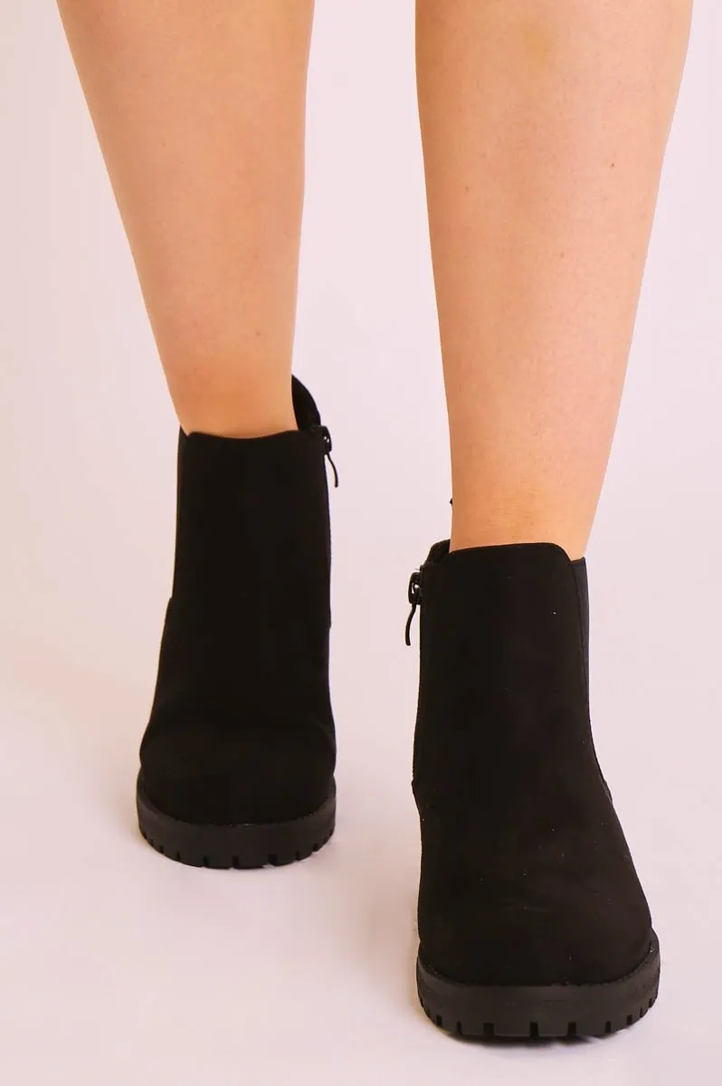 Black Faux Suede Chelsea Style Ankle Boot - Jeanie