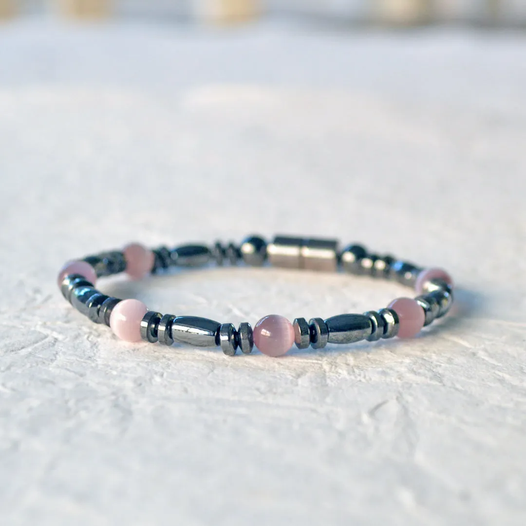 Black Hematite Magnetic Bracelet with Cat's Eye