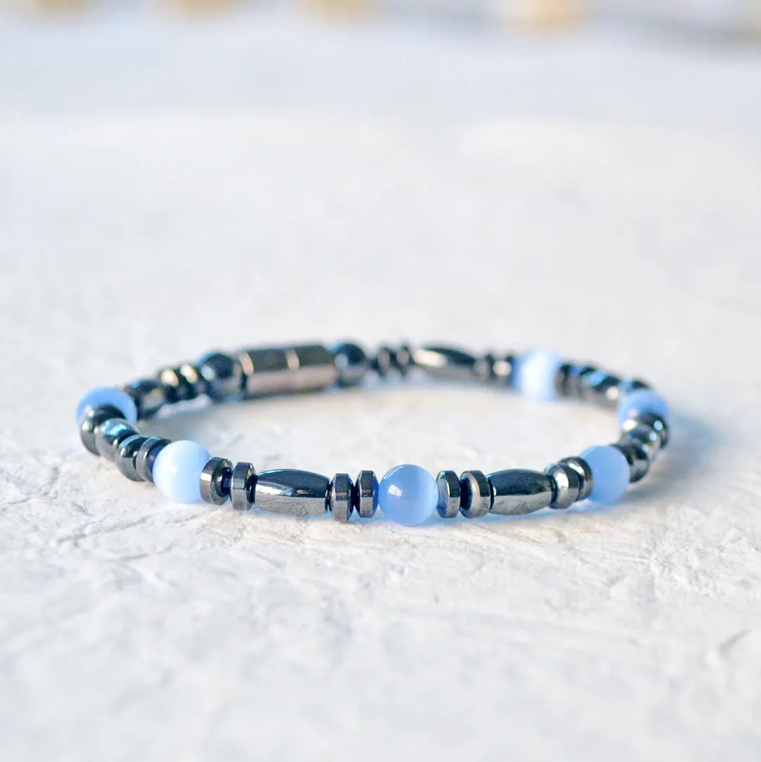 Black Hematite Magnetic Bracelet with Cat's Eye