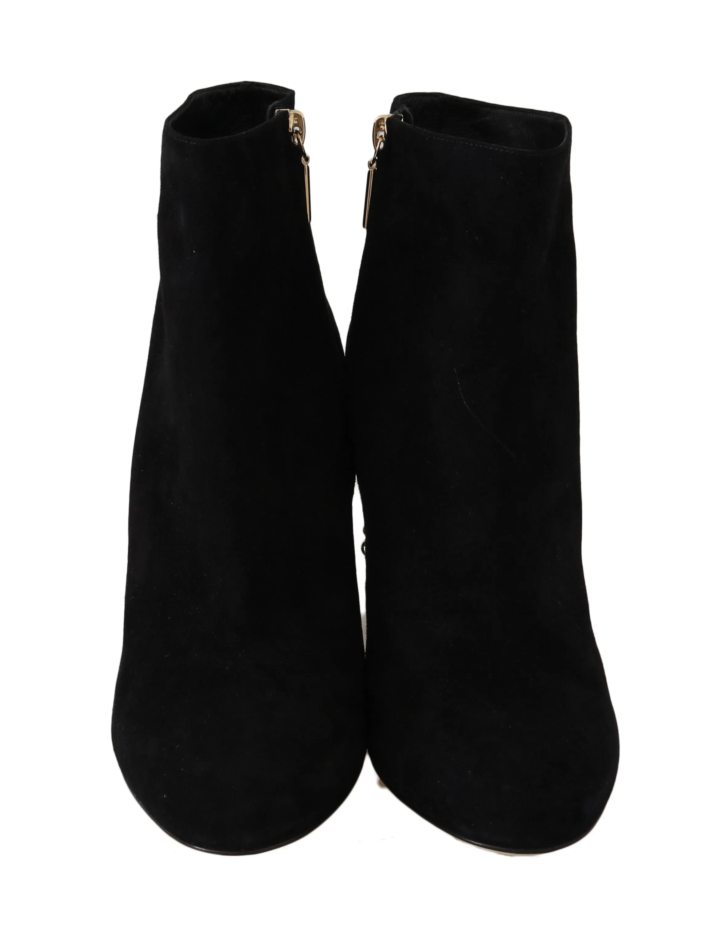 Black Suede Crystal Studded Booties