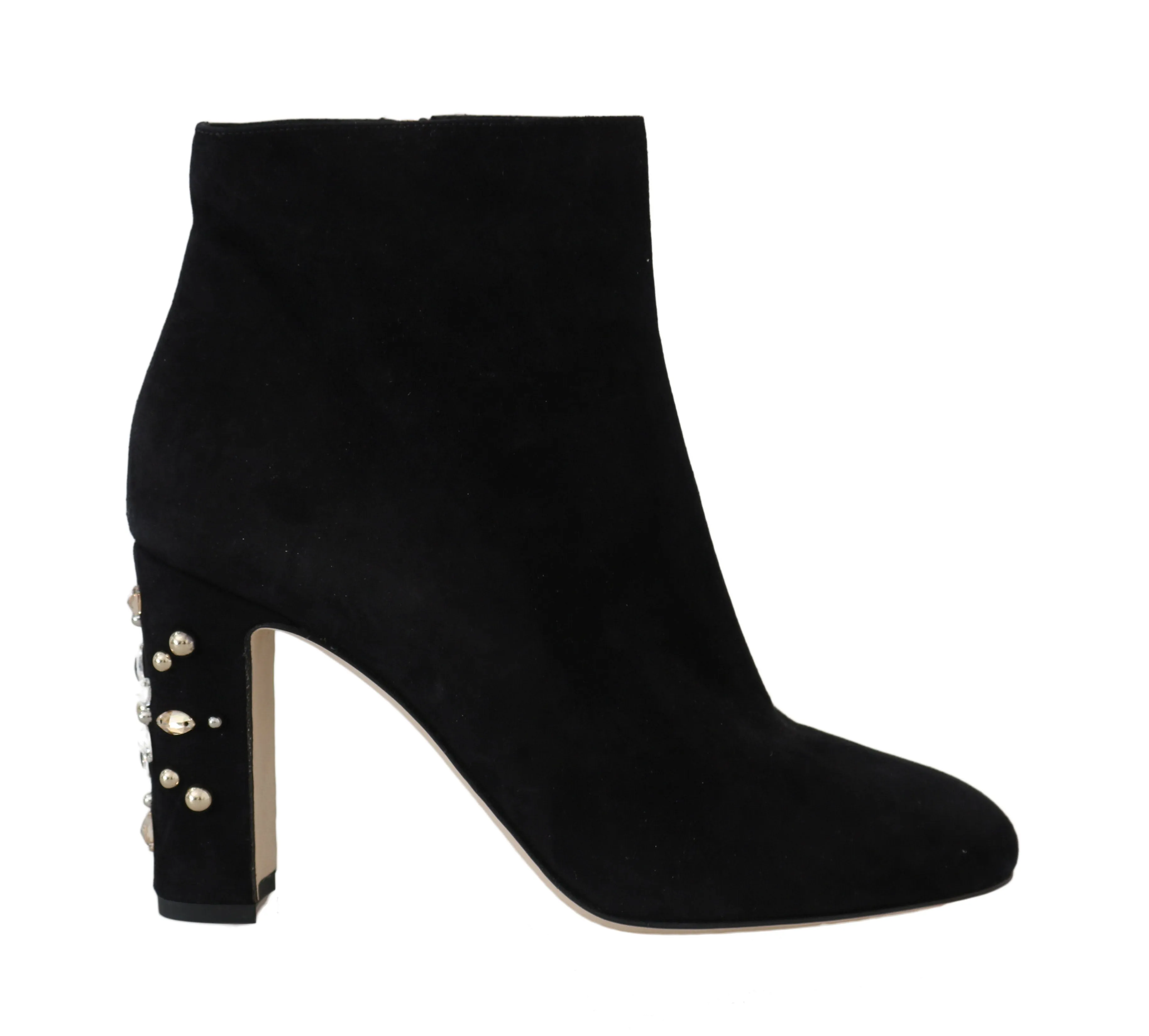 Black Suede Crystal Studded Booties