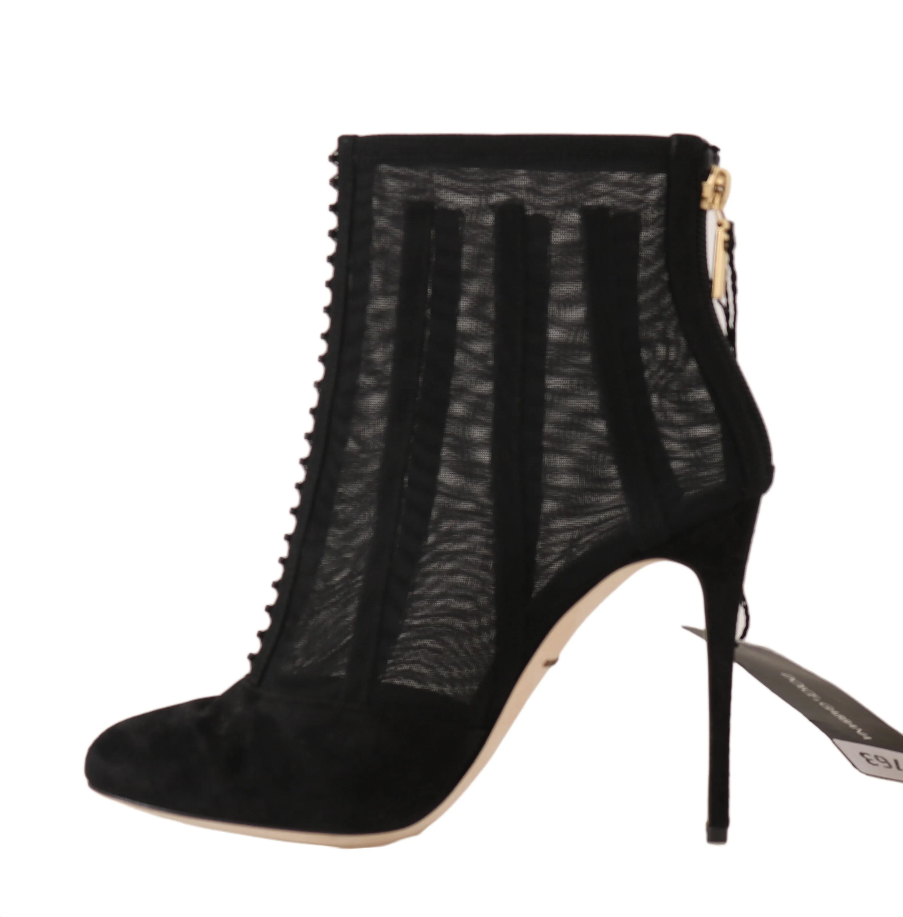 Black Suede Tulle Ankle Booties