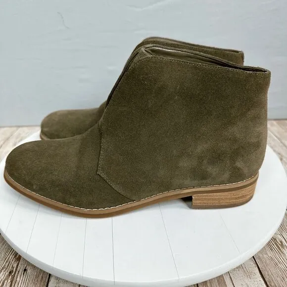 Blondo Verona Booties Women’s Size 6.5 Olive Green Suede Waterproof