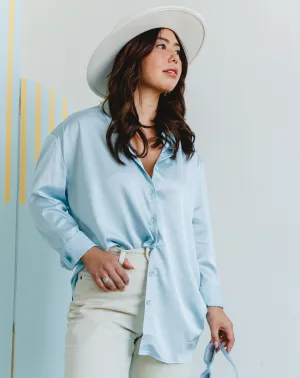 Blue Jay Way Satin Button Down Top