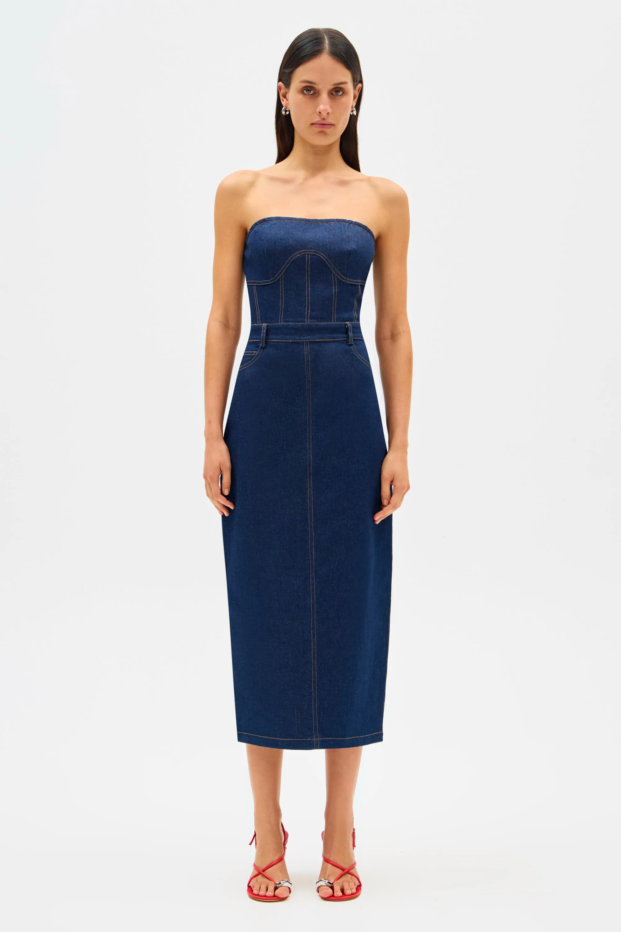 BRAXTON DENIM MIDI DRESS