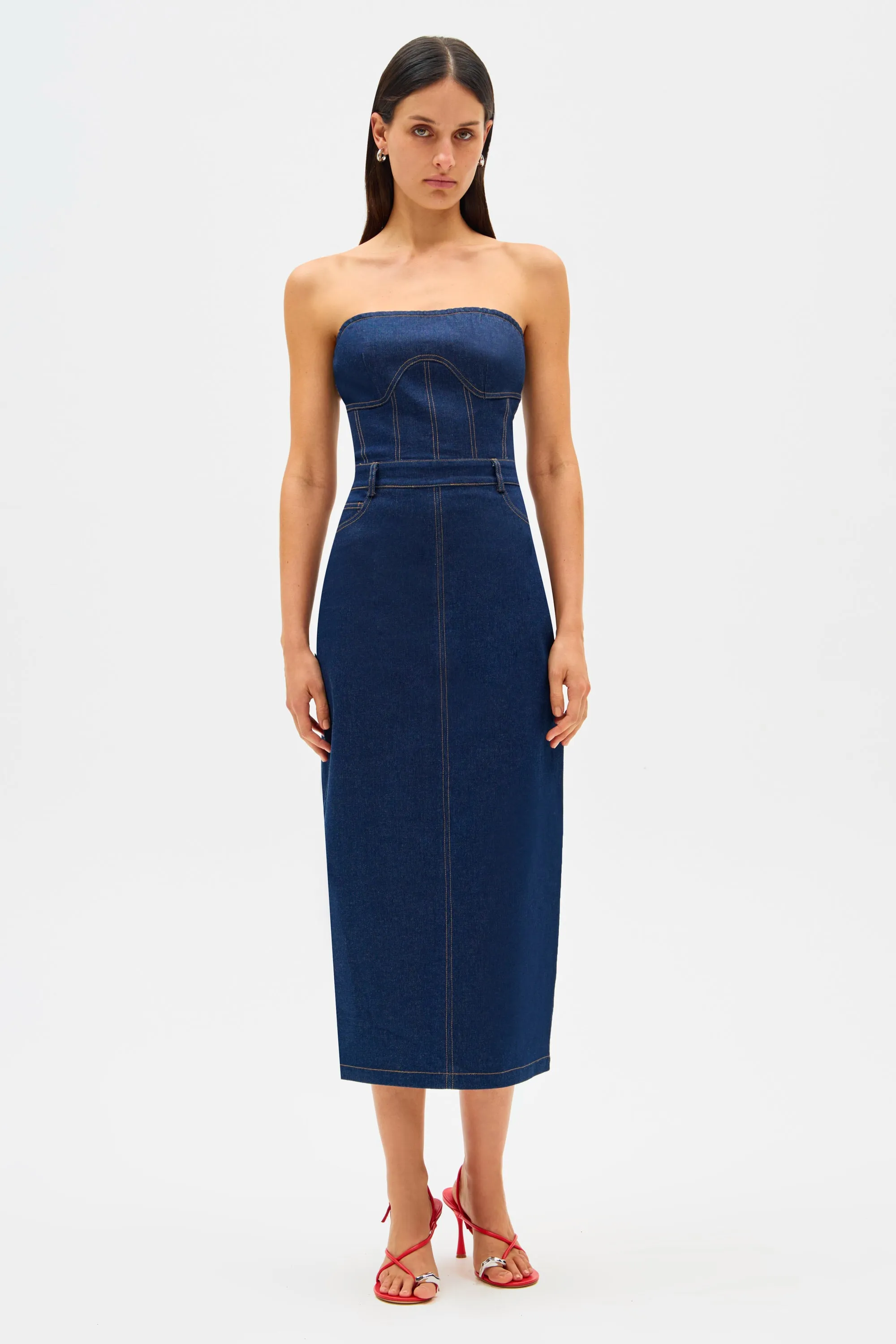 BRAXTON DENIM MIDI DRESS