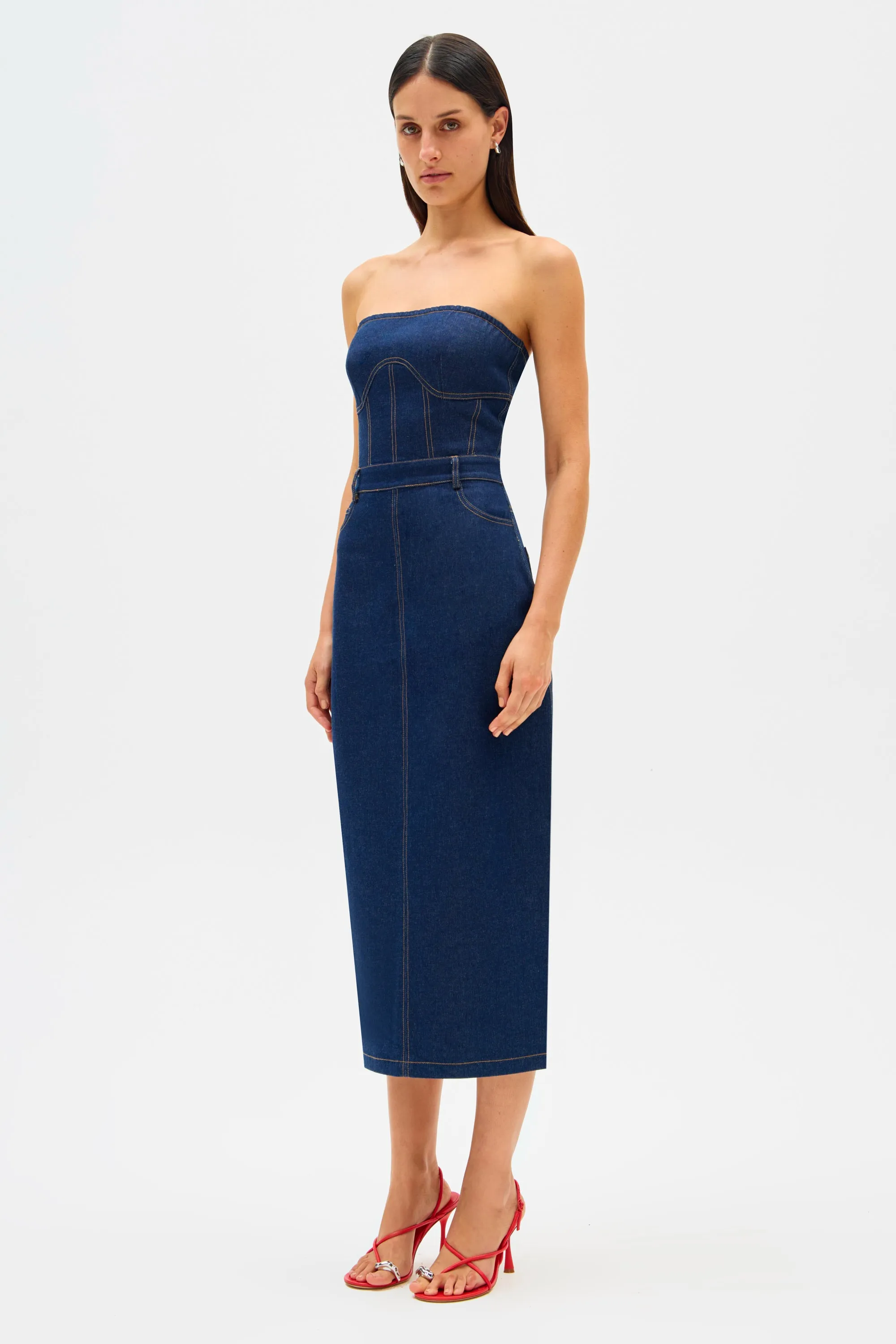 BRAXTON DENIM MIDI DRESS