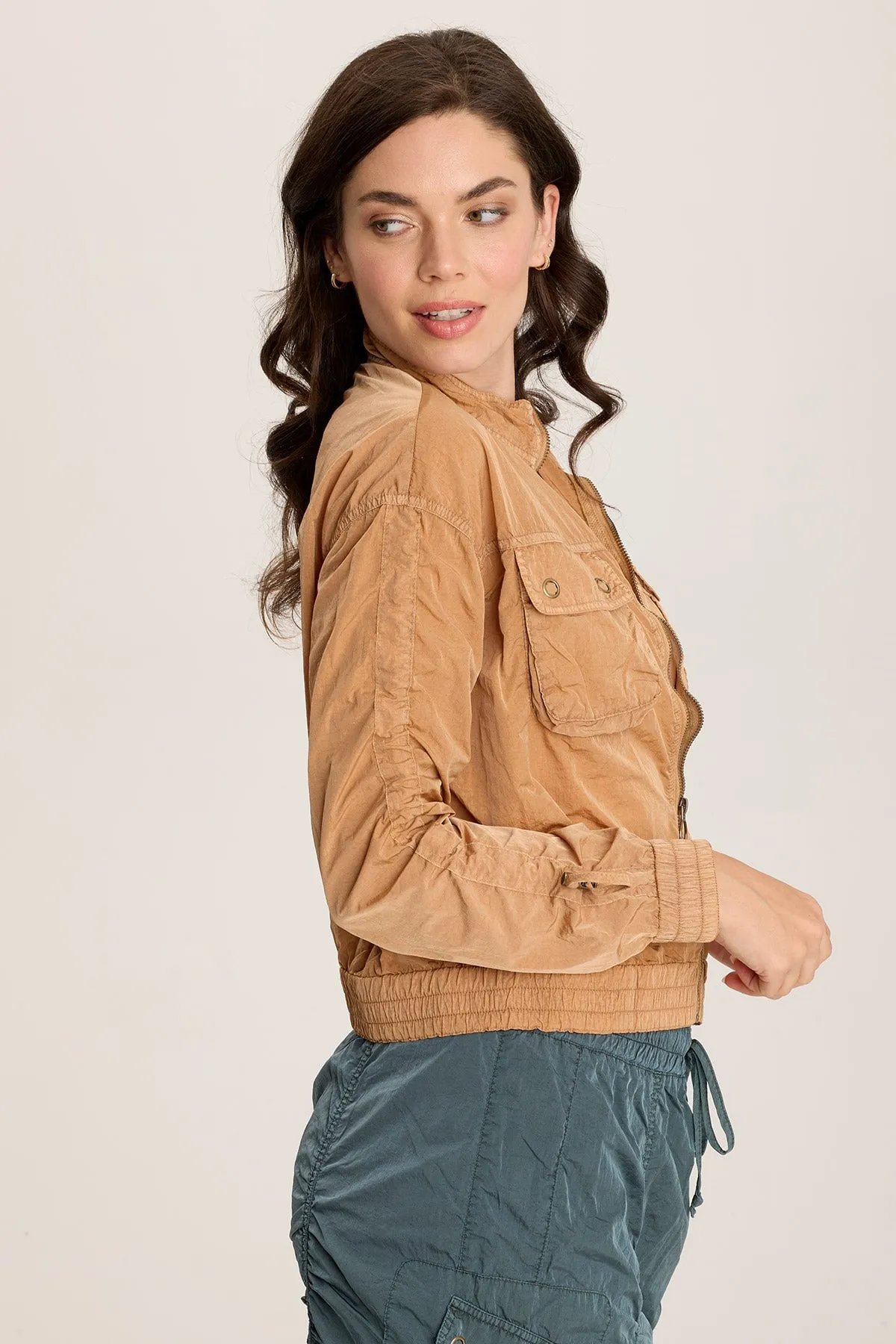 Burris Ruched Athletic Bomber Jacket