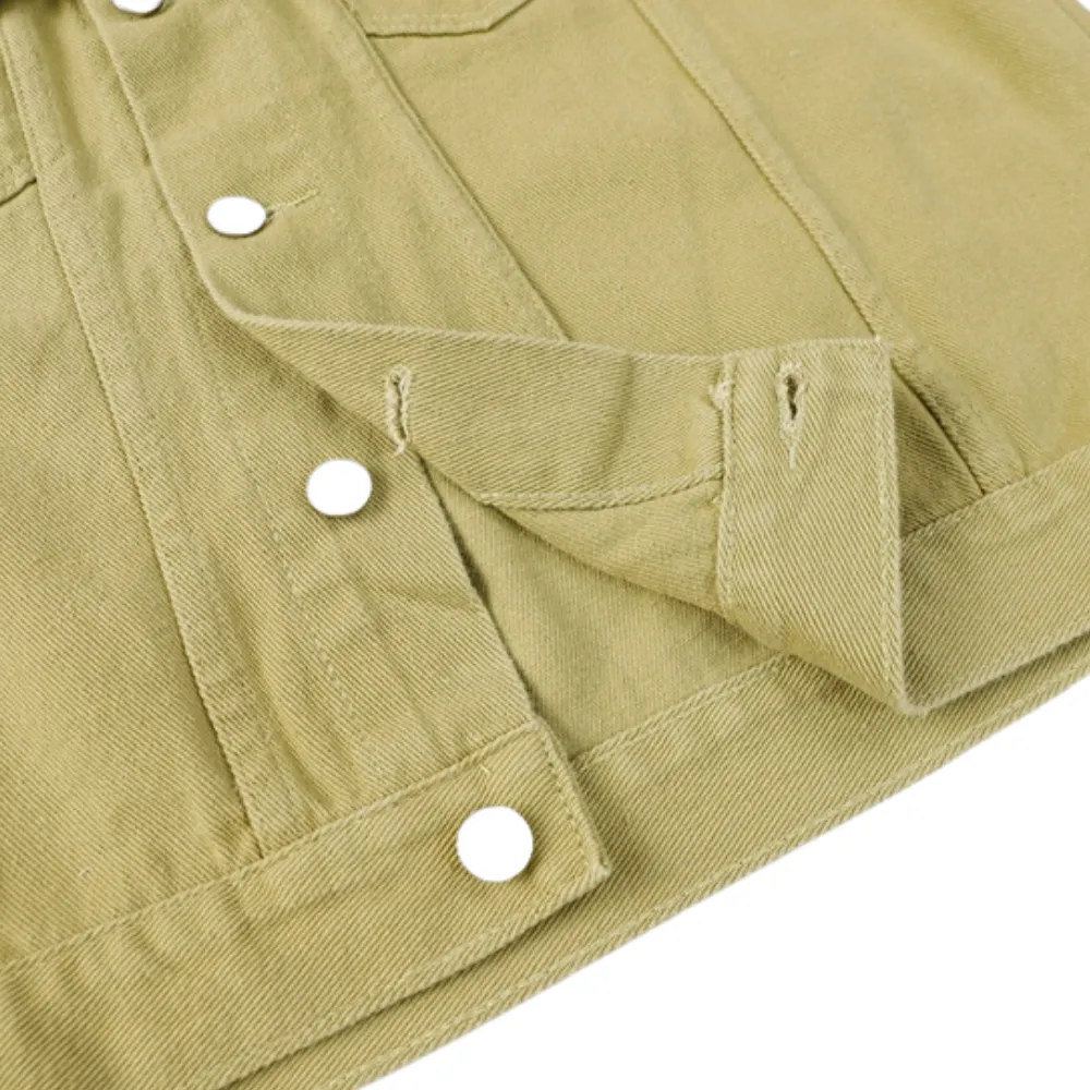 Casual Collarless Work Denim Jacket