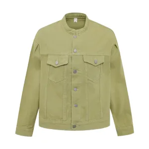 Casual Collarless Work Denim Jacket