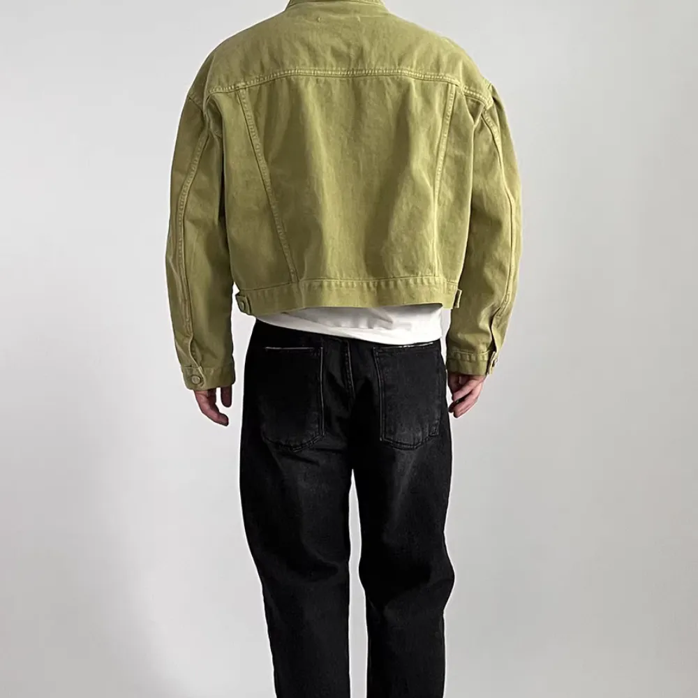 Casual Collarless Work Denim Jacket