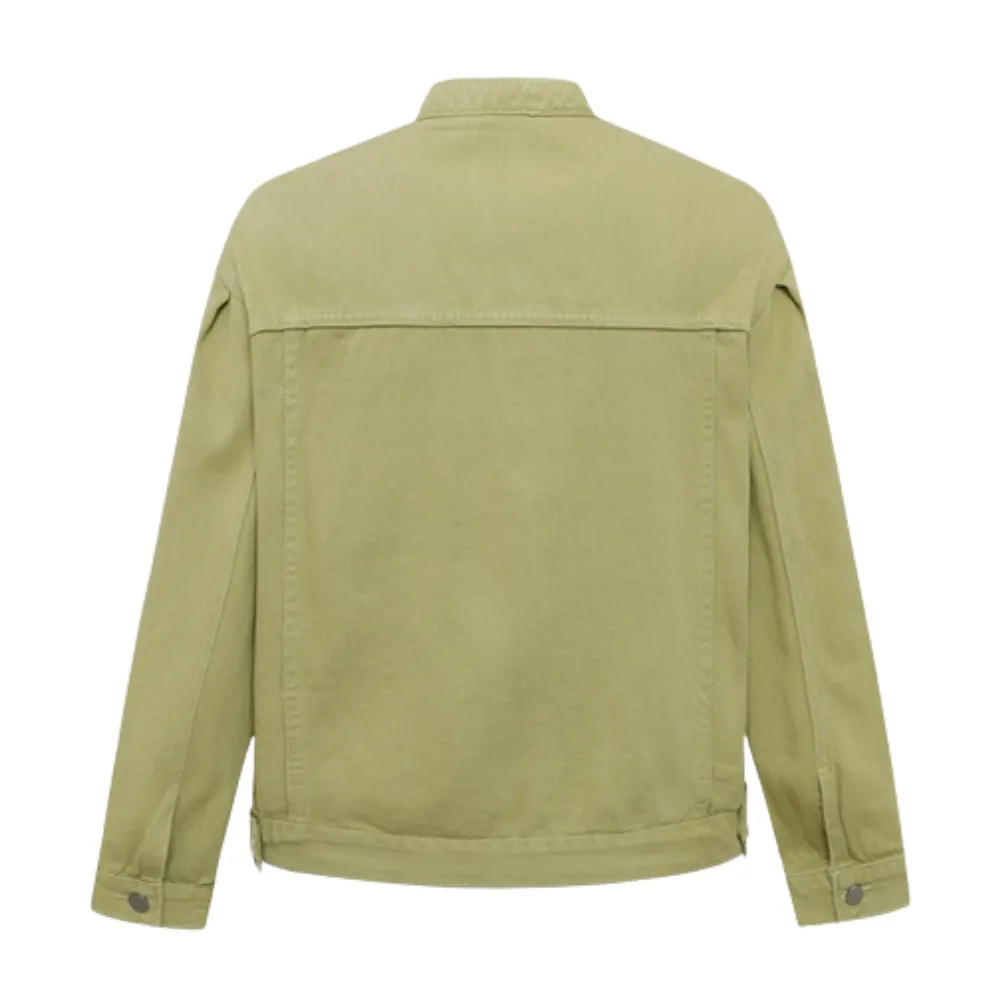 Casual Collarless Work Denim Jacket