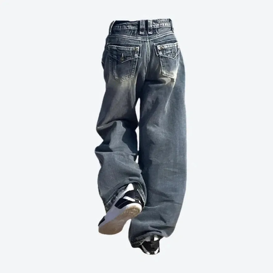 Casual Relaxed-Fit Vintage Denim Jeans