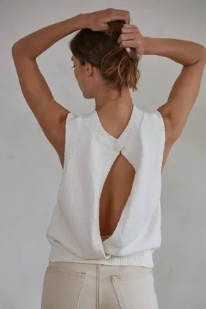 CeCe Sleeveless Open Back Sweater