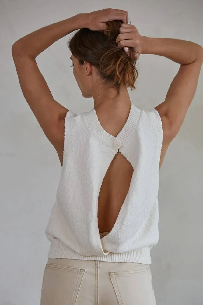 CeCe Sleeveless Open Back Sweater