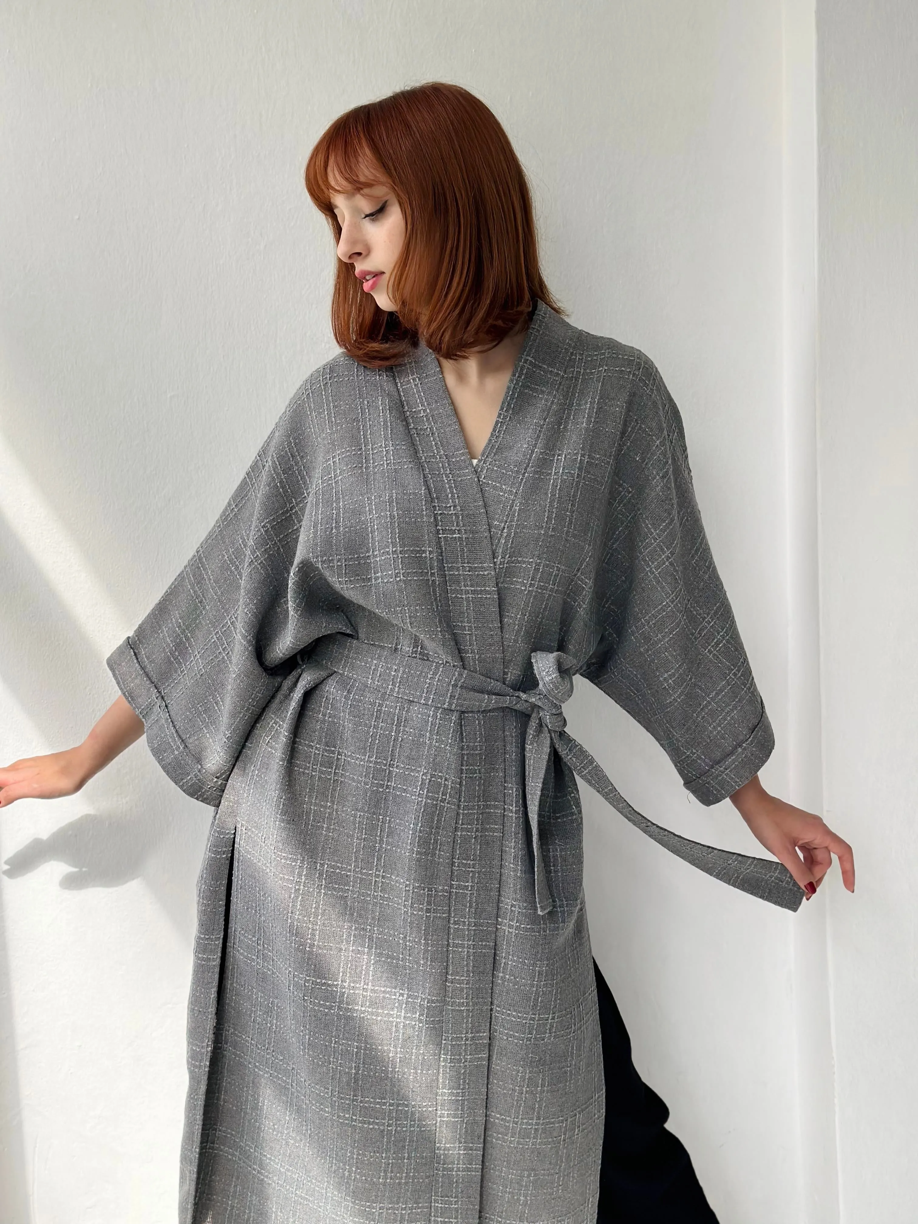 Chenille Fabric Cardigan Winter Kimono