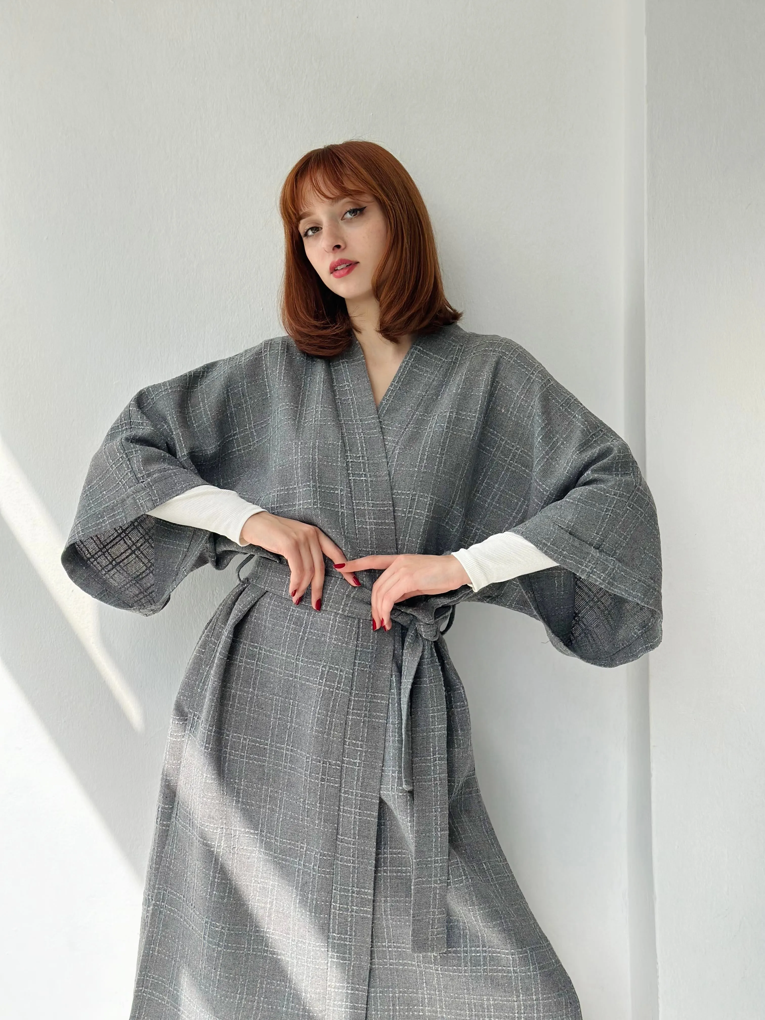 Chenille Fabric Cardigan Winter Kimono