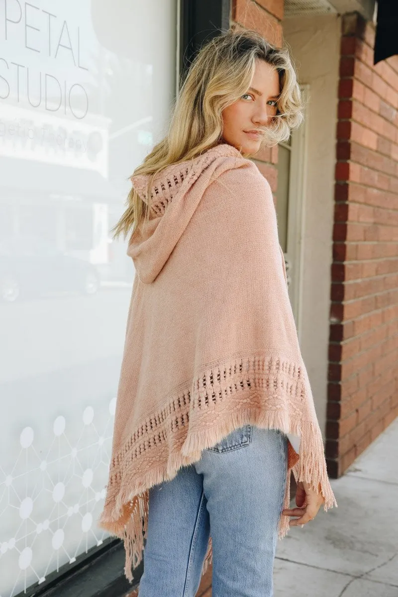 Classic Knit Hooded Poncho - 4 colors