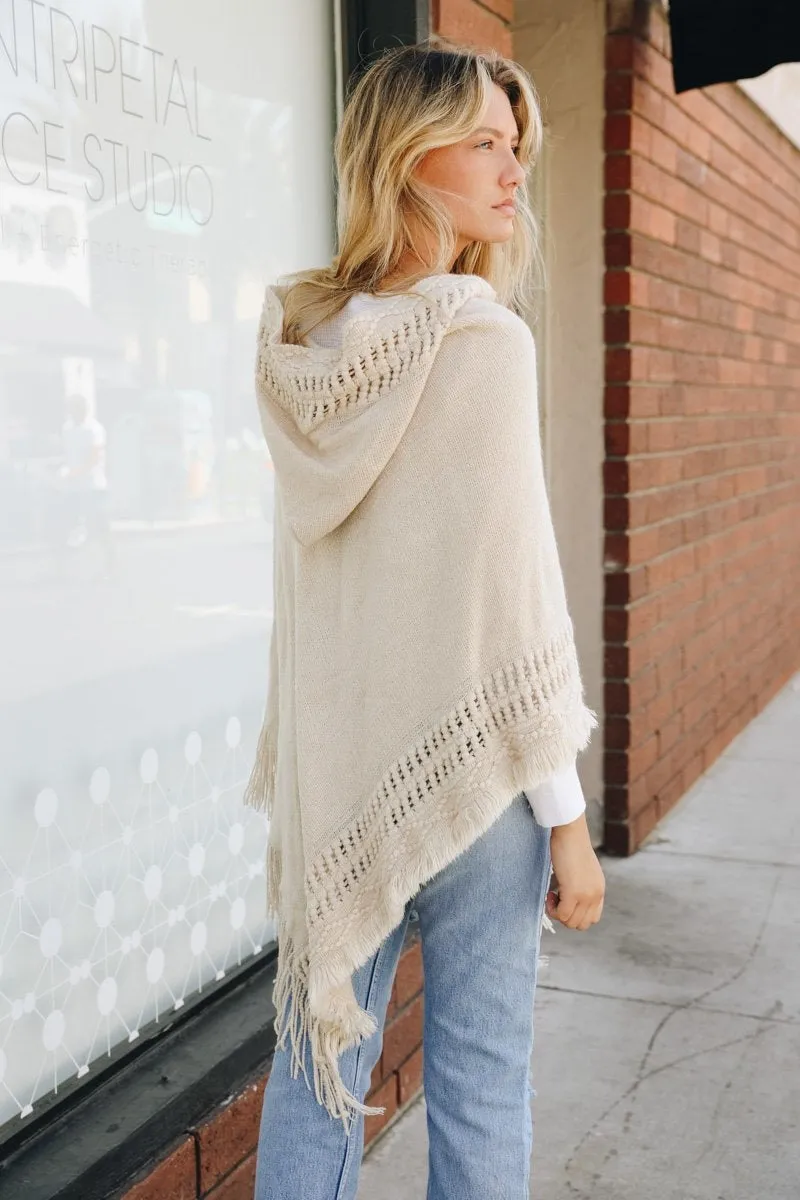 Classic Knit Hooded Poncho - 4 colors