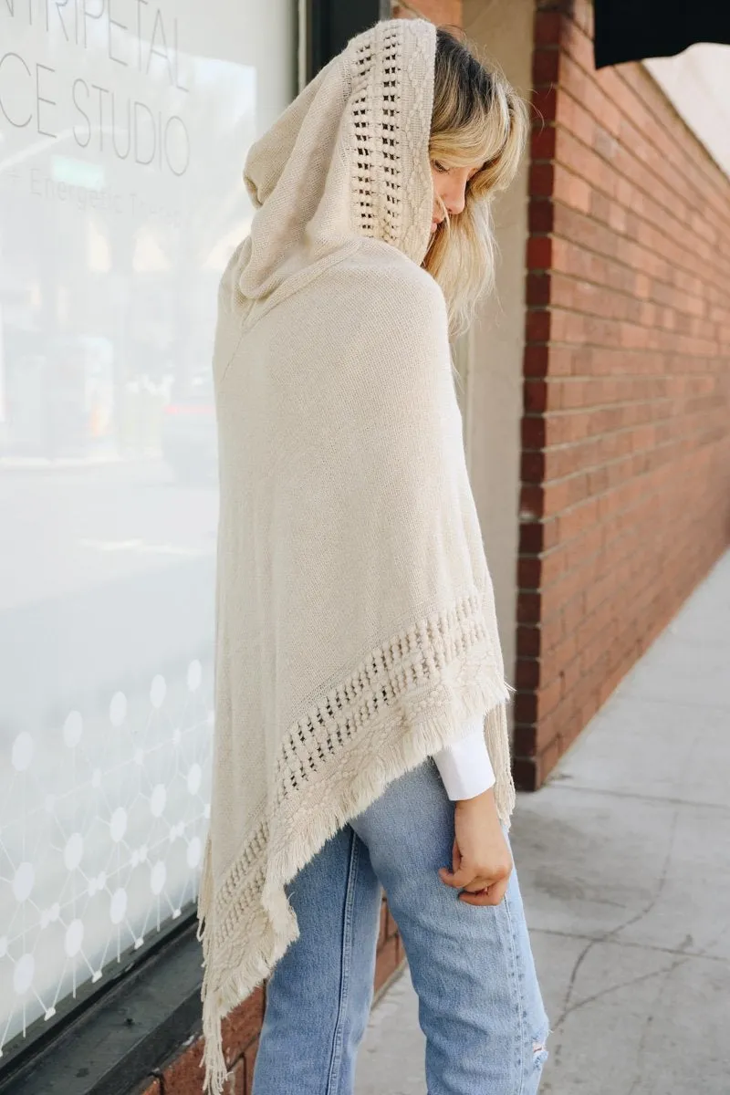 Classic Knit Hooded Poncho - 4 colors