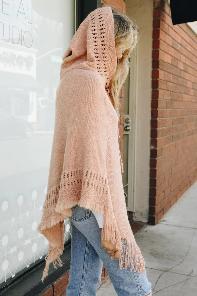 Classic Knit Hooded Poncho - 4 colors