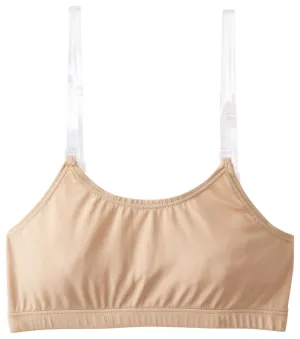 Clementine Apparel - Girls Clear Detachable Straps Dance Bra Unpadded & Seamless Elastic Shoulder Straps
