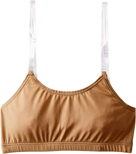 Clementine Apparel - Girls Clear Detachable Straps Dance Bra Unpadded & Seamless Elastic Shoulder Straps