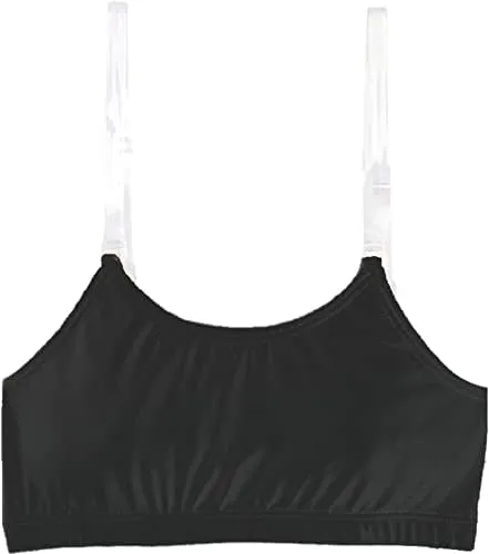 Clementine Apparel - Girls Clear Detachable Straps Dance Bra Unpadded & Seamless Elastic Shoulder Straps