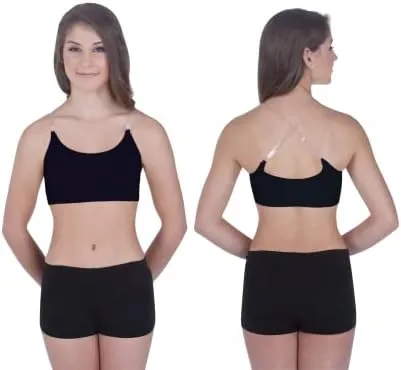 Clementine Apparel - Girls Clear Detachable Straps Dance Bra Unpadded & Seamless Elastic Shoulder Straps