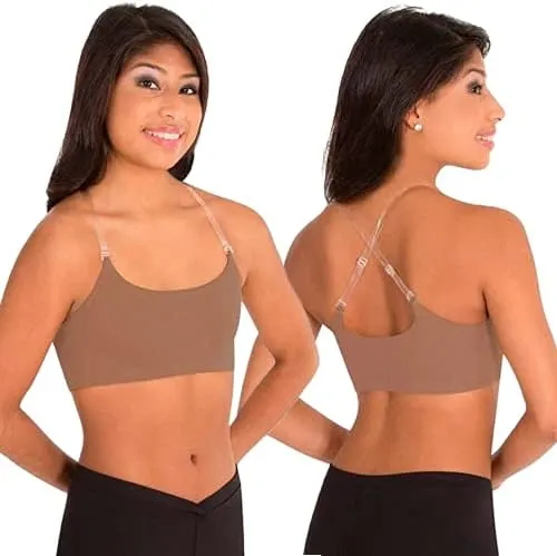 Clementine Apparel - Girls Clear Detachable Straps Dance Bra Unpadded & Seamless Elastic Shoulder Straps