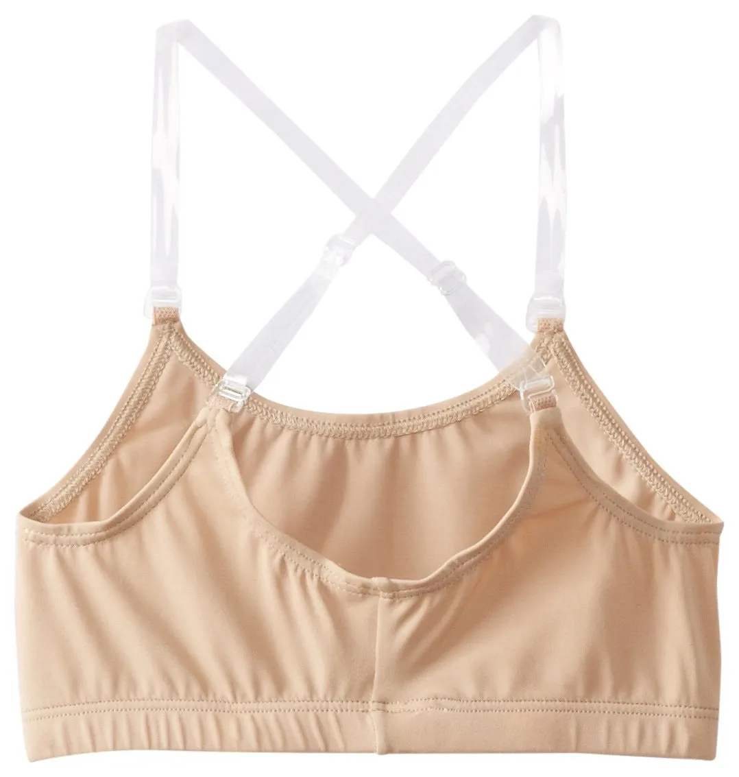 Clementine Apparel - Girls Clear Detachable Straps Dance Bra Unpadded & Seamless Elastic Shoulder Straps