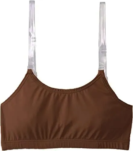 Clementine Apparel - Girls Clear Detachable Straps Dance Bra Unpadded & Seamless Elastic Shoulder Straps